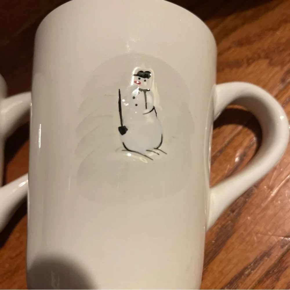 Williams Sonoma Snowman Mug Coffee Cup Hot Cocoa Set of 2